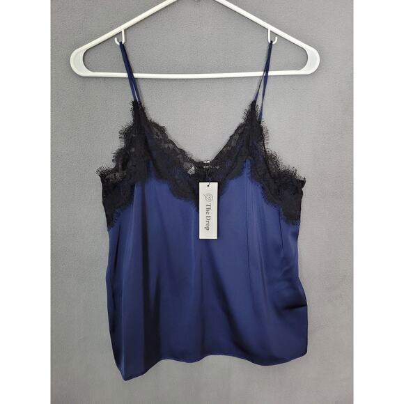 The Drop Women's Natalie V-Neck Lace-Trimmed Camisole Tank Top XXS - Picture 1 of 9